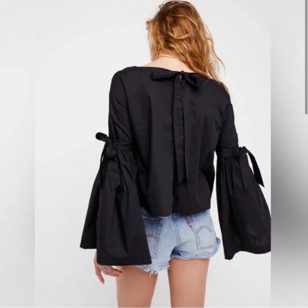 Free People So Obviously Yours Black Bell Sleeve Blouse XS